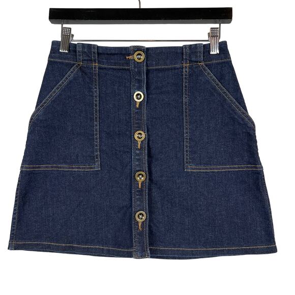 Banana Republic Dresses & Skirts - Banana Republic Button Front Denim Mini Skirt Dark Wash Pockets - 0